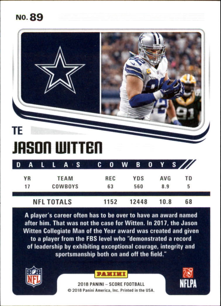 2018 Score #89 Jason Witten back image