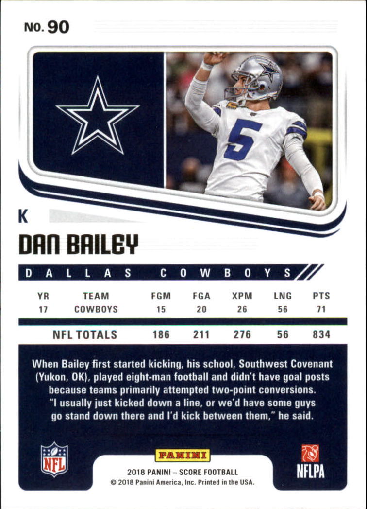 2018 Score #90 Dan Bailey back image
