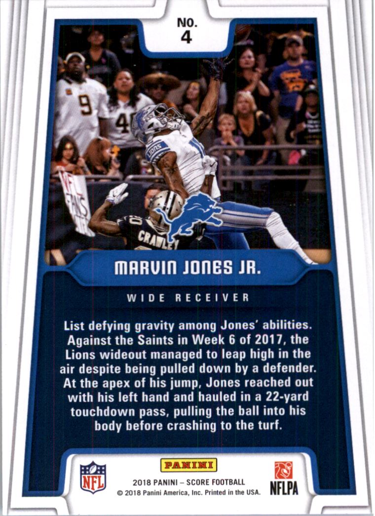 2018 Score All Hands Team #4 Marvin Jones Jr. back image