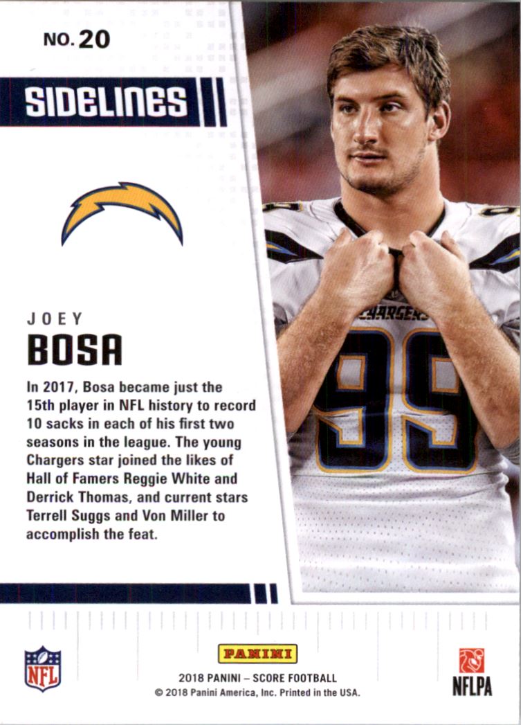 2018 Score Sidelines #20 Joey Bosa back image