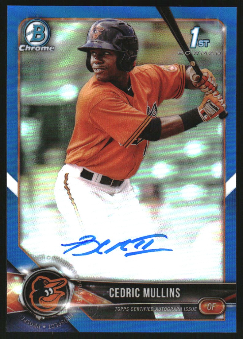 2018 Bowman Chrome Prospect Autographs Blue Refractors #CPACM Cedric Mullins