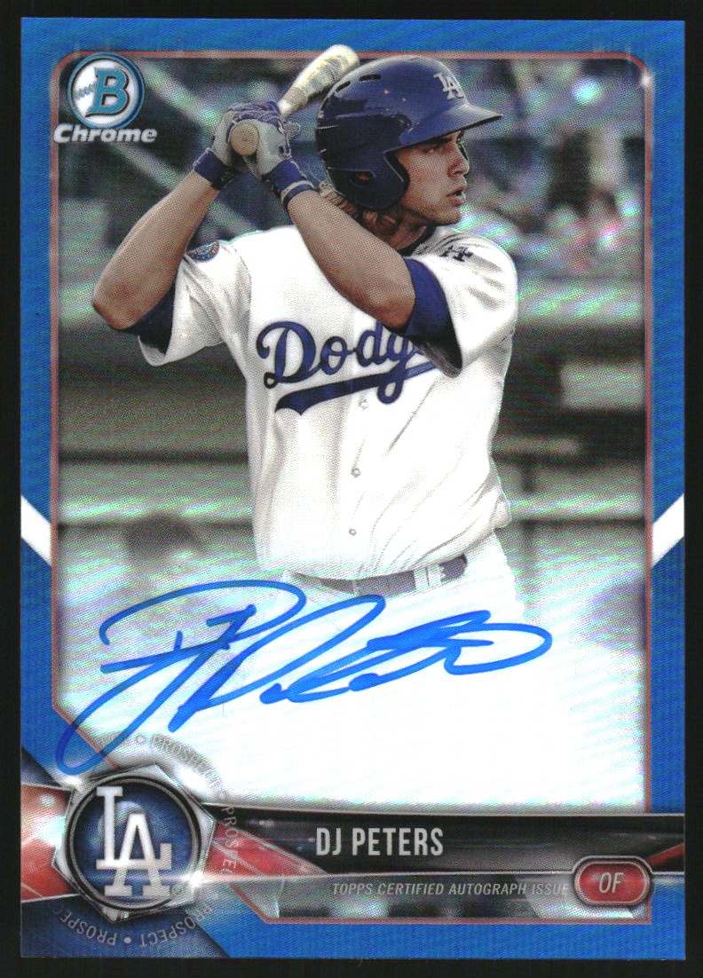 2018 Bowman Chrome Prospect Autographs Blue Refractors #CPADP DJ Peters