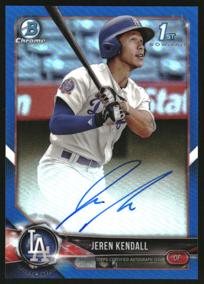 2018 Bowman Chrome Prospect Autographs Blue Refractors #CPAJK Jeren Kendall