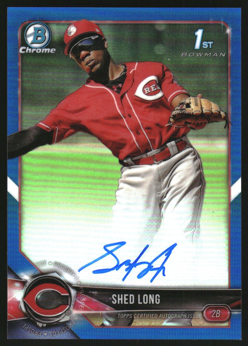 2018 Bowman Chrome Prospect Autographs Blue Refractors #CPASL Shed Long