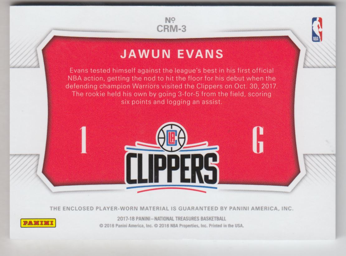 2017-18 Panini National Treasures Colossal Rookie Materials #3 Jawun Evans