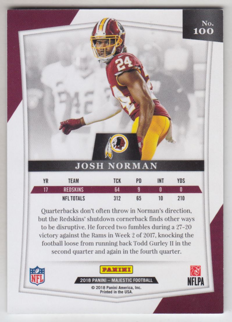2018 Panini Majestic Holo Silver #100 Josh Norman