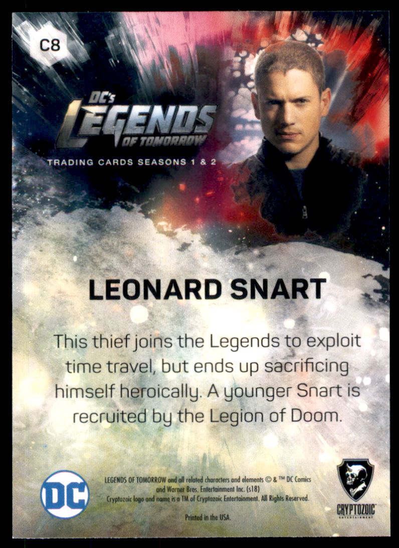 2018 Cryptozoic DC's Legends of Tomorrow Seasons 1 and 2 Characters Silver Foil #C8 Leonard Snart back image