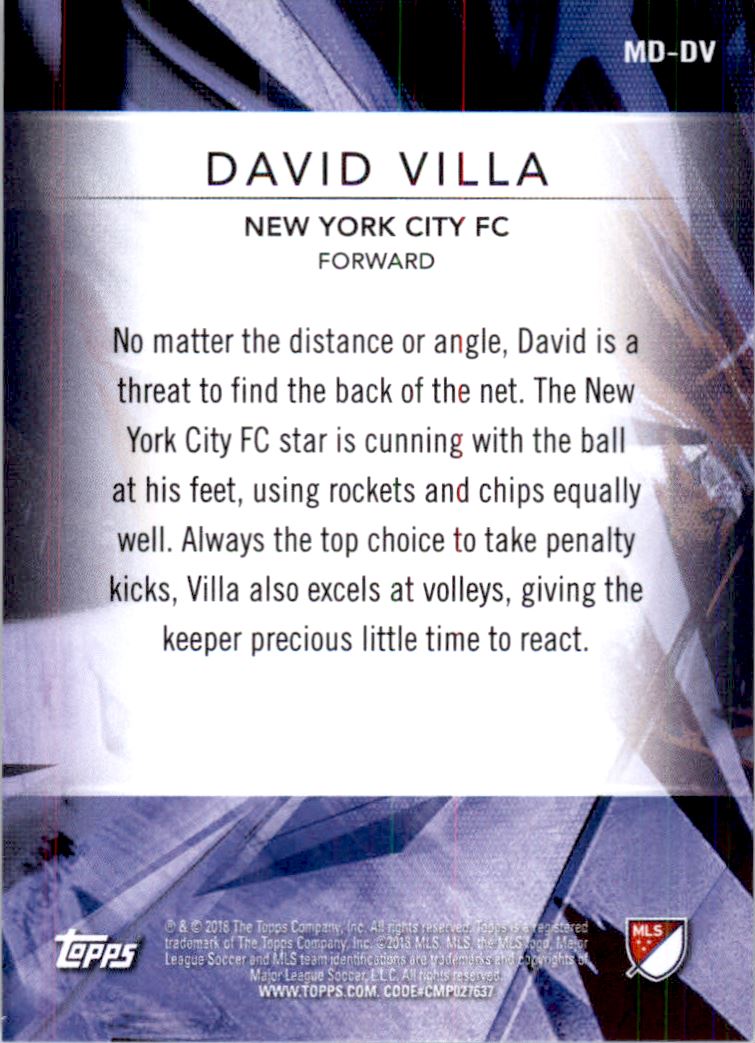 2018 Topps MLS Multi Dimensional #MDDV David Villa back image