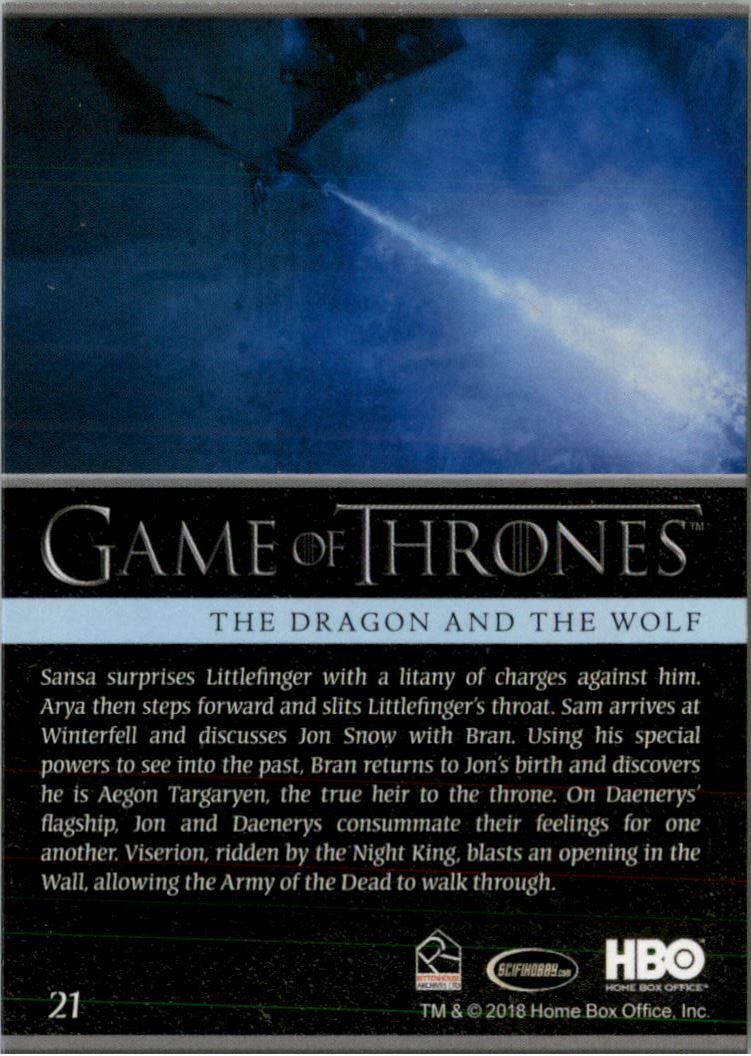 2018 Rittenhouse Game of Thrones Season Seven #21 The Dragon and the Wolf back image