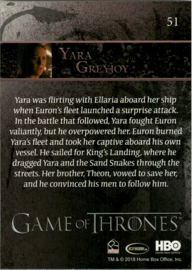 2018 Rittenhouse Game of Thrones Season Seven #51 Yara Greyjoy back image