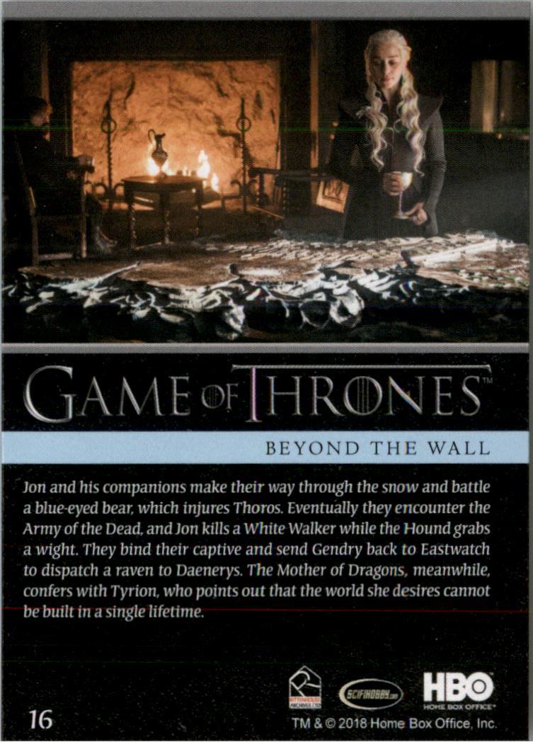 2018 Rittenhouse Game of Thrones Season Seven Foil #16 Beyond the Wall back image