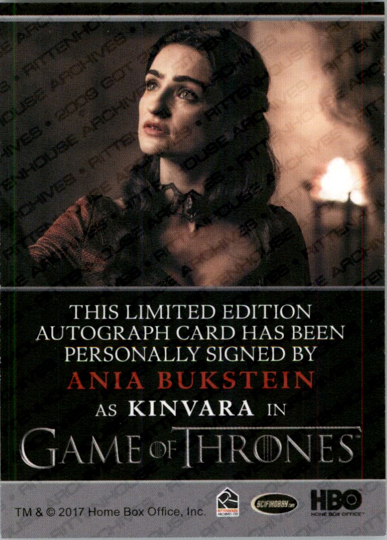 2018 Rittenhouse Game of Thrones Season Seven Bordered Autographs #NNO Ania Bukstein as Kinvara L back image