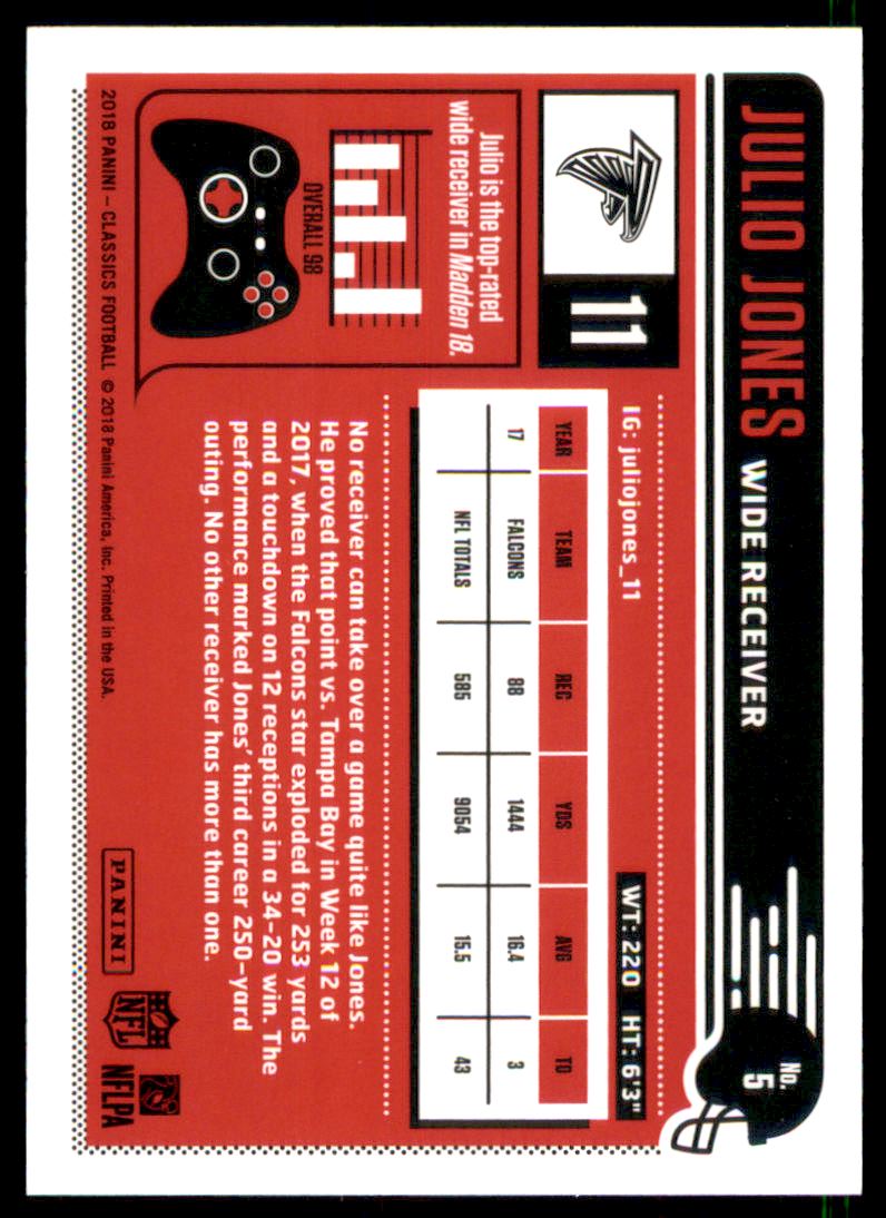 2018 Classics Red Back #5 Julio Jones back image