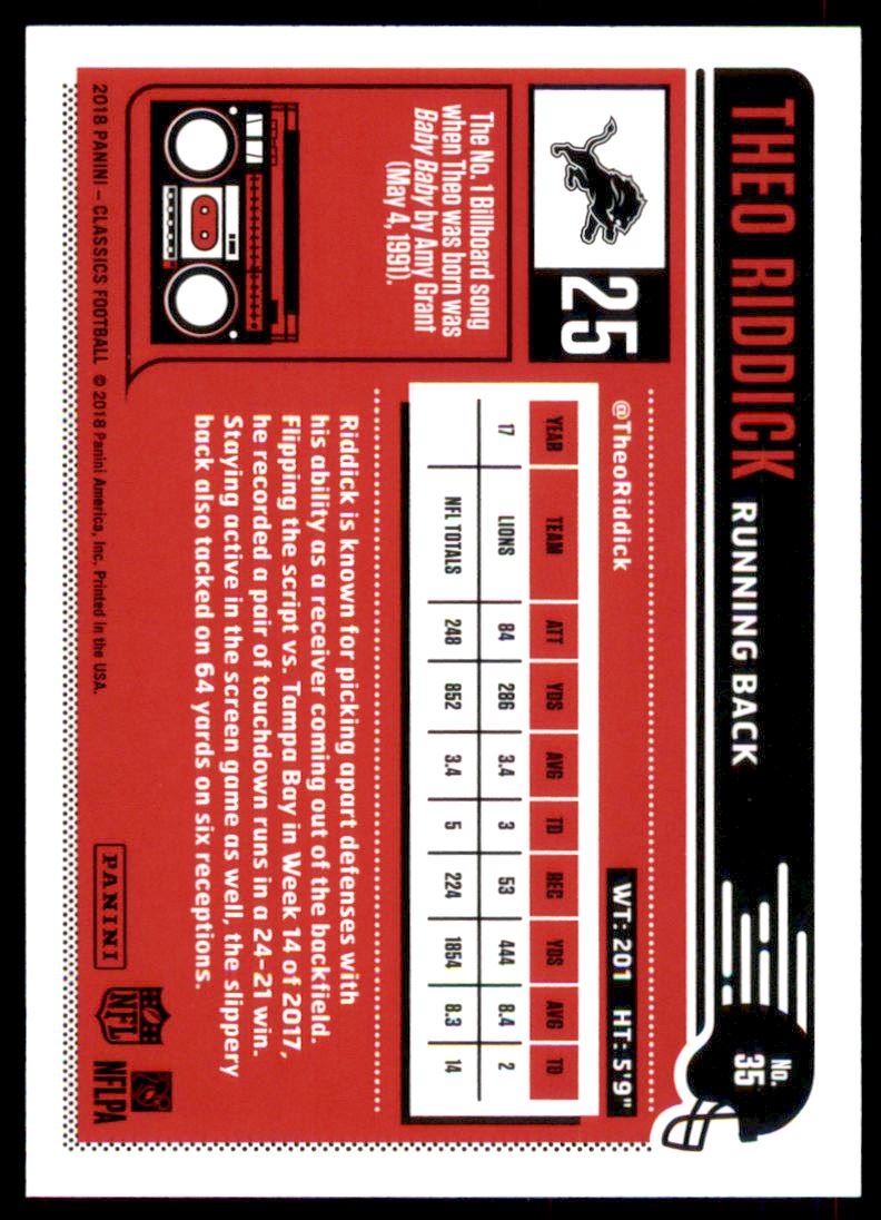 2018 Classics Red Back #35 Theo Riddick back image