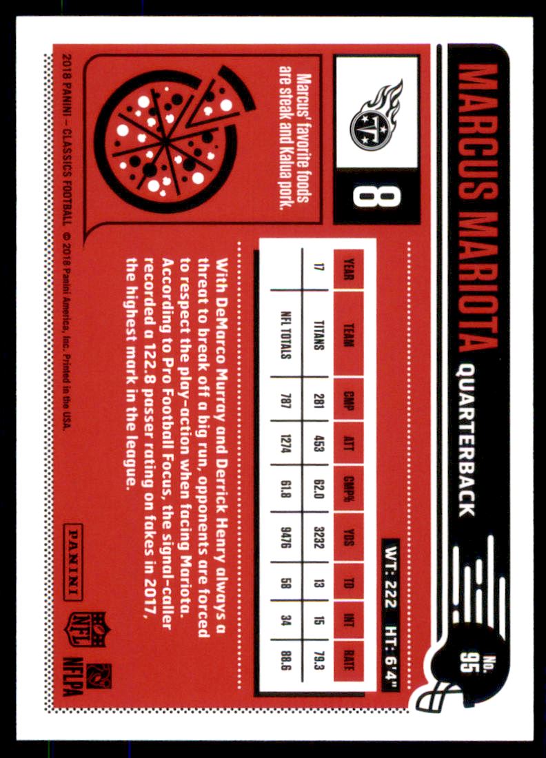 2018 Classics Red Back #95 Marcus Mariota back image