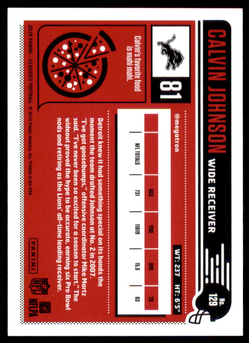 2018 Classics Red Back #129 Calvin Johnson back image
