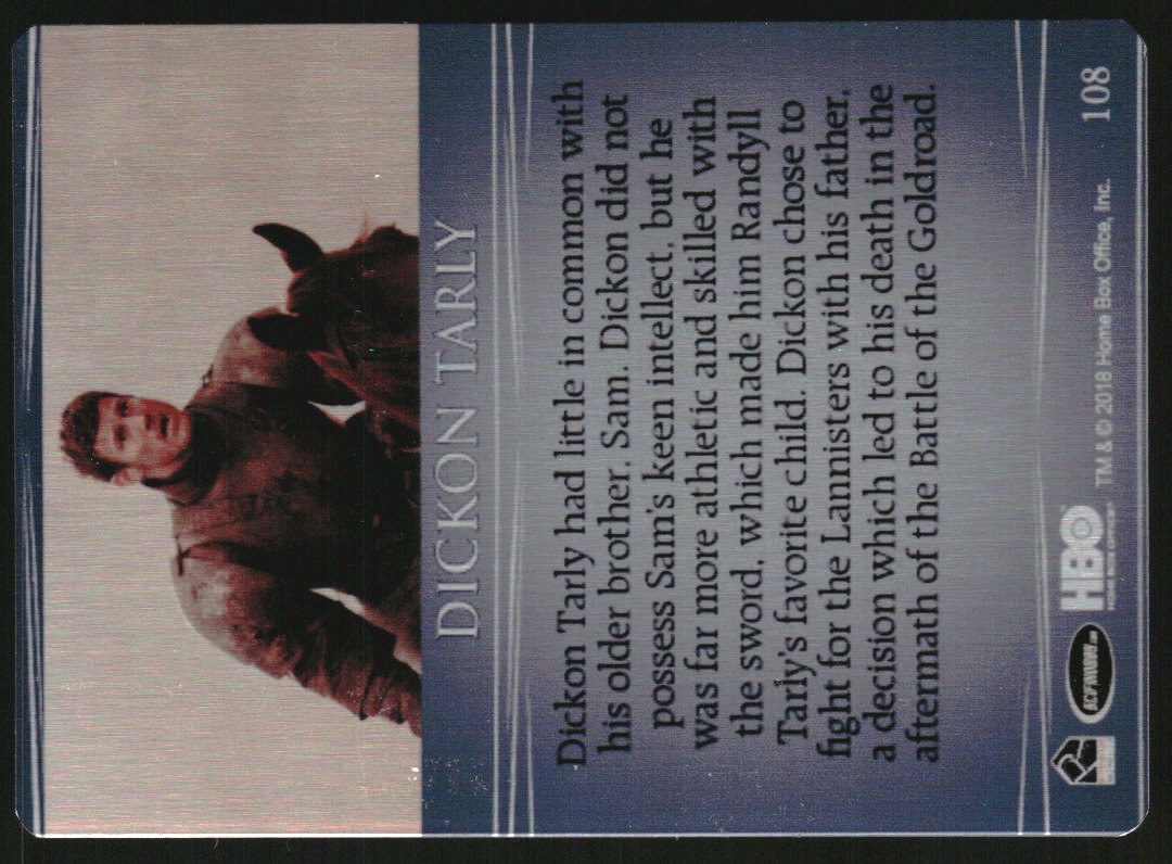 2017 Rittenhouse Game of Thrones Valyrian Steel #108 Dickon Tarly back image