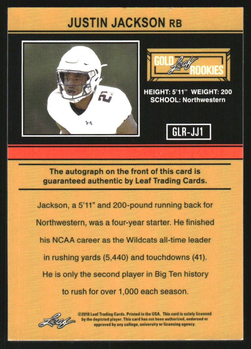 2018 Leaf Ultimate Draft '91 Rookie Autographs #GLRJJ1 Justin Jackson