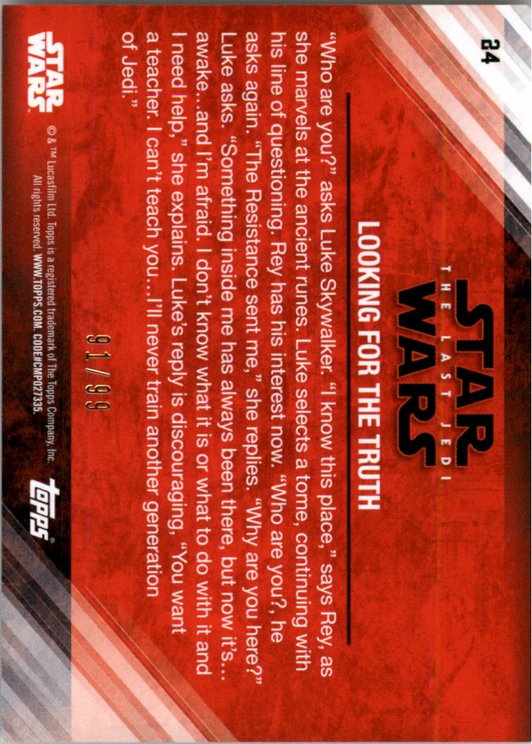 2018 Topps Star Wars The Last Jedi Series Two Bronze #24 Looking for the Truth back image