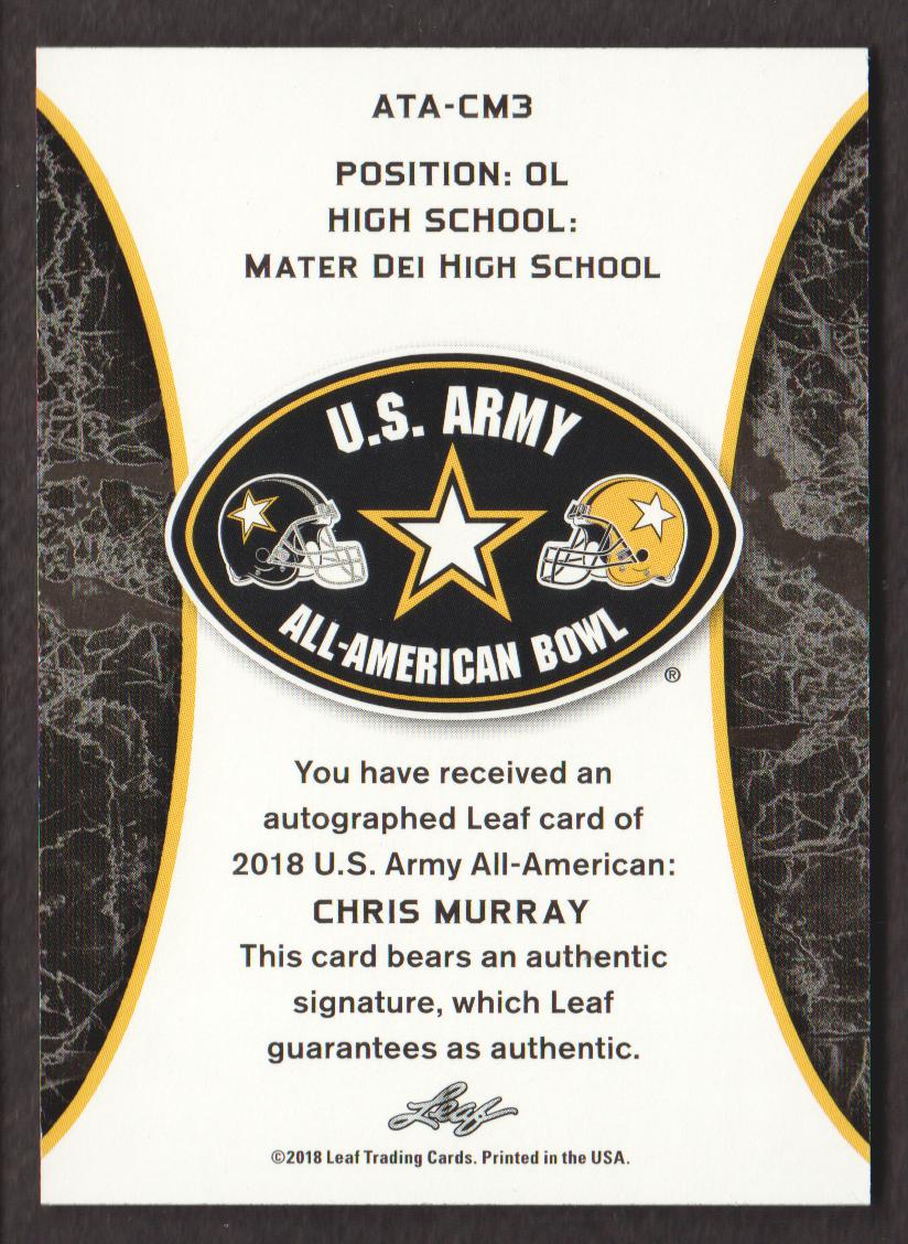 2018 Leaf Army All-American Bowl Tour Autographs Yellow #ATACM3 Chris Murray back image