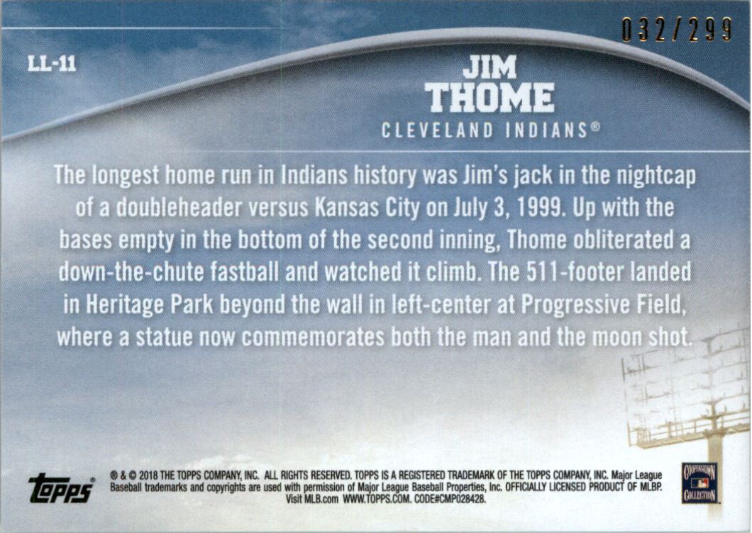 2018 Topps Longball Legends Black #LL11 Jim Thome back image