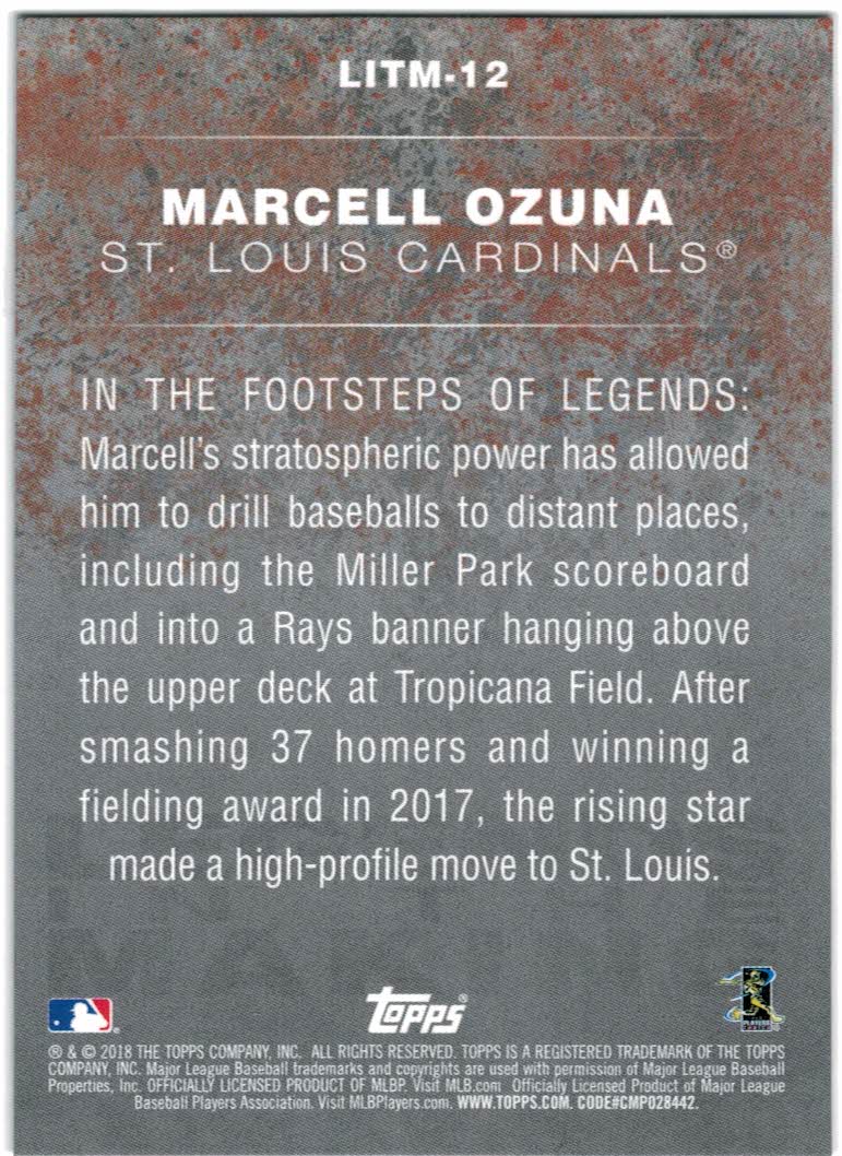 2018 Topps Legends in the Making Series 2 Black #LITM12 Marcell Ozuna back image