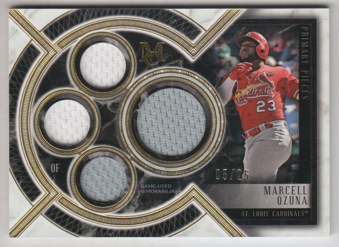2018 Topps Museum Collection Primary Pieces Quad Relics Gold #SPQRMO Marcell Ozuna