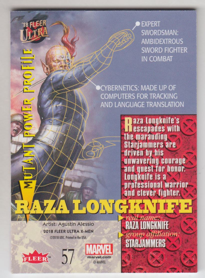 2018 Fleer Ultra X-Men #57 Raza Longknife back image