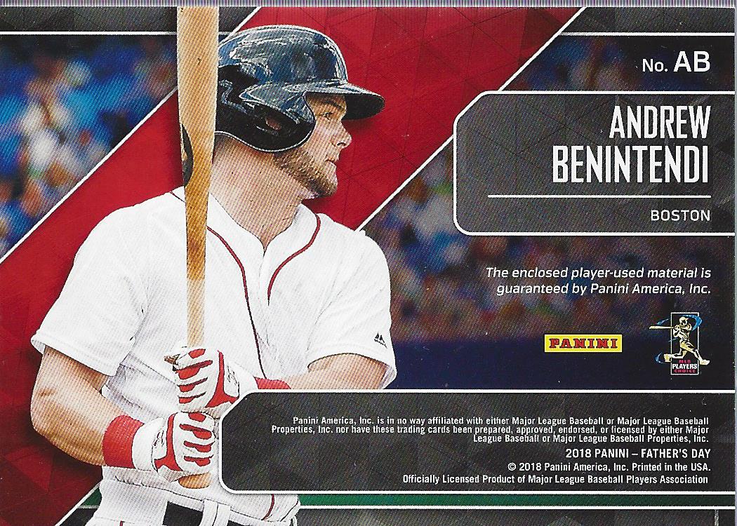 2018 Panini Father's Day Baseball Memorabilia #AB Andrew Benintendi back image