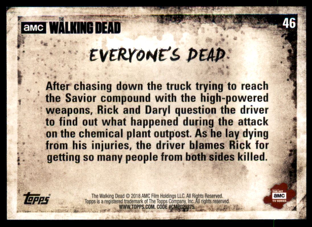 2018 Topps The Walking Dead Season 8 Part 1 #46 Everyones Dead back image