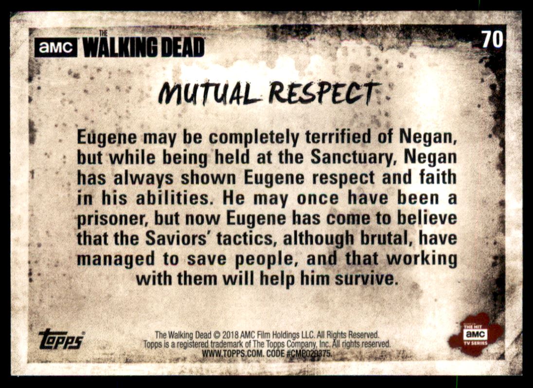 2018 Topps The Walking Dead Season 8 Part 1 #70 Mutual Respect back image