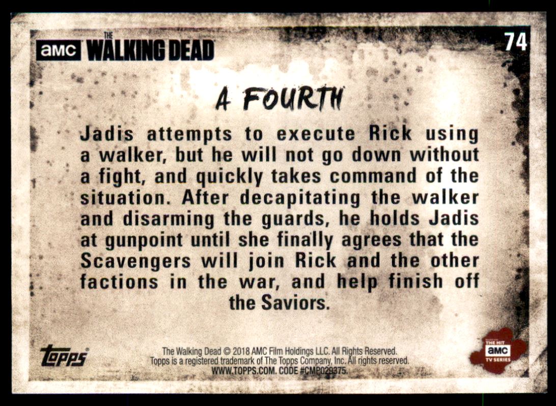 2018 Topps The Walking Dead Season 8 Part 1 #74 A Fourth back image