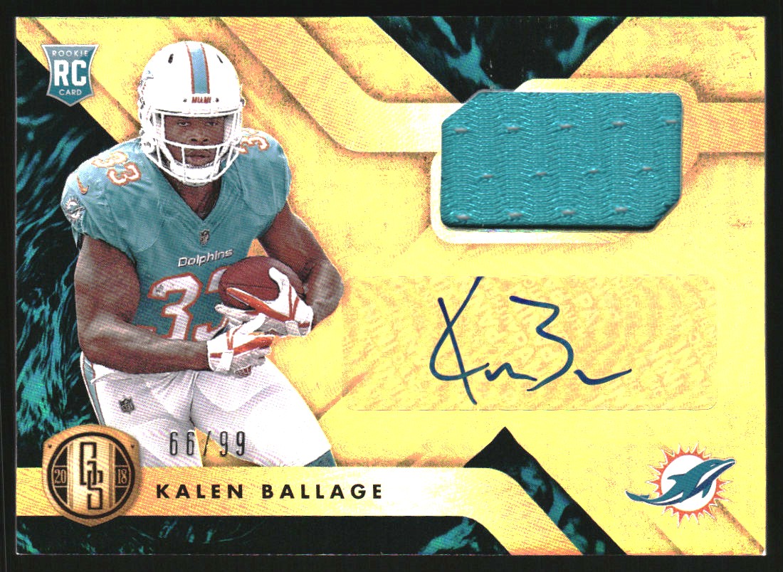 2018 Panini Gold Standard #231 Kalen Ballage JSY AU/99 RC