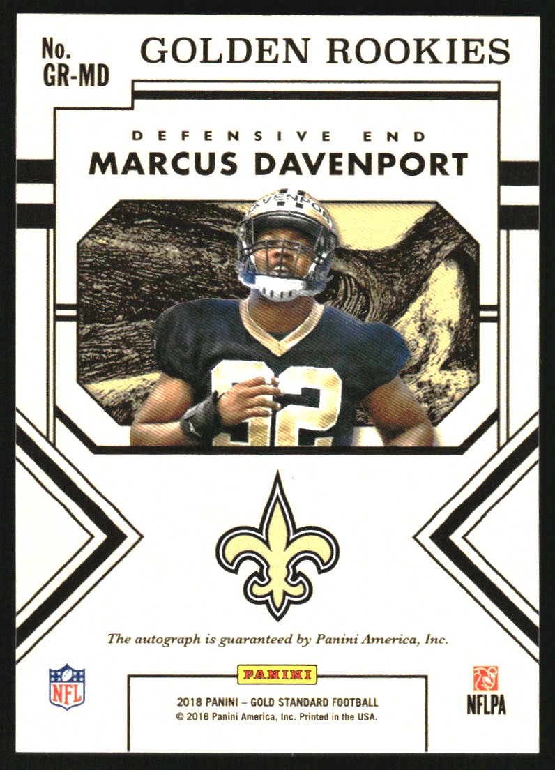 2018 Panini Gold Standard Golden Rookies Autographs #39 Marcus Davenport/149