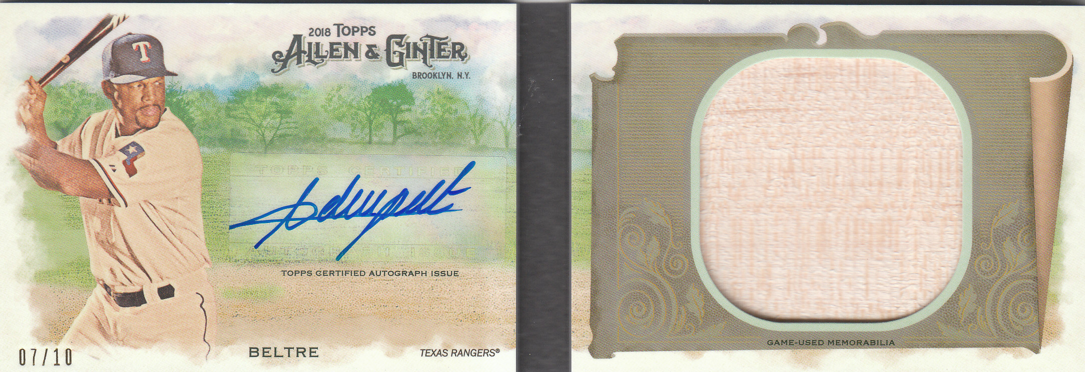 2018 Topps Allen and Ginter Autograph Relic Booklets #ARBCAL Adrian Beltre