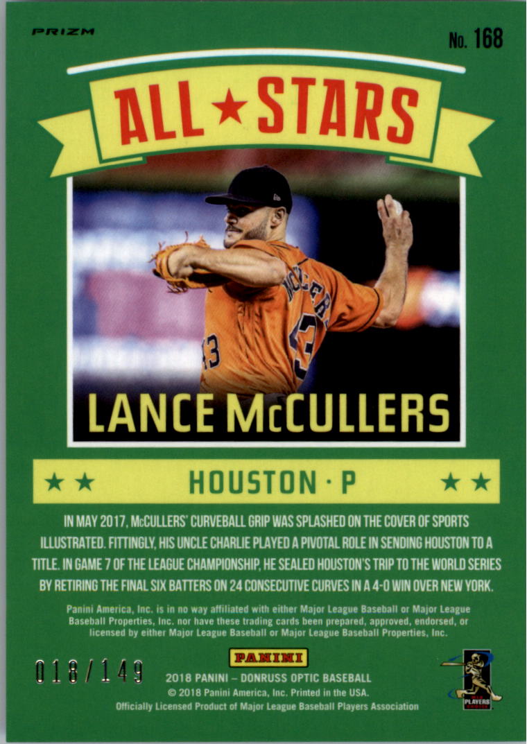 2018 Donruss Optic Blue #168 Lance McCullers AS back image