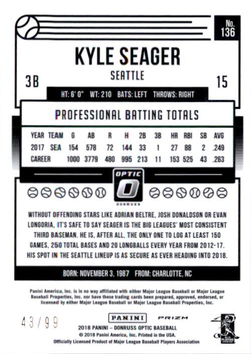 2018 Donruss Optic Red #136 Kyle Seager back image