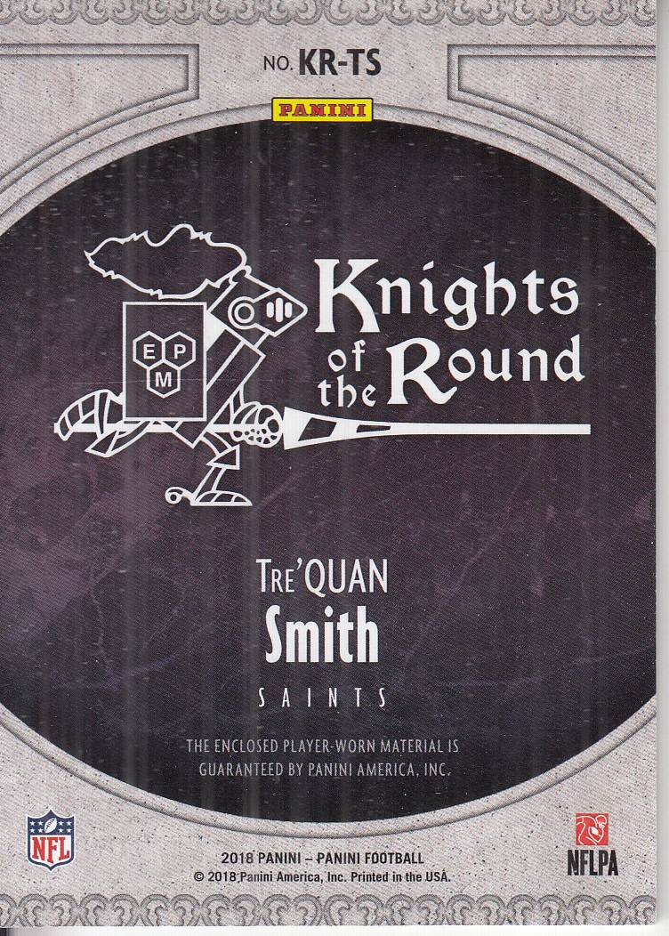2018 Panini Knights of the Round Rookie Memorabilia #35 Tre'Quan Smith back image