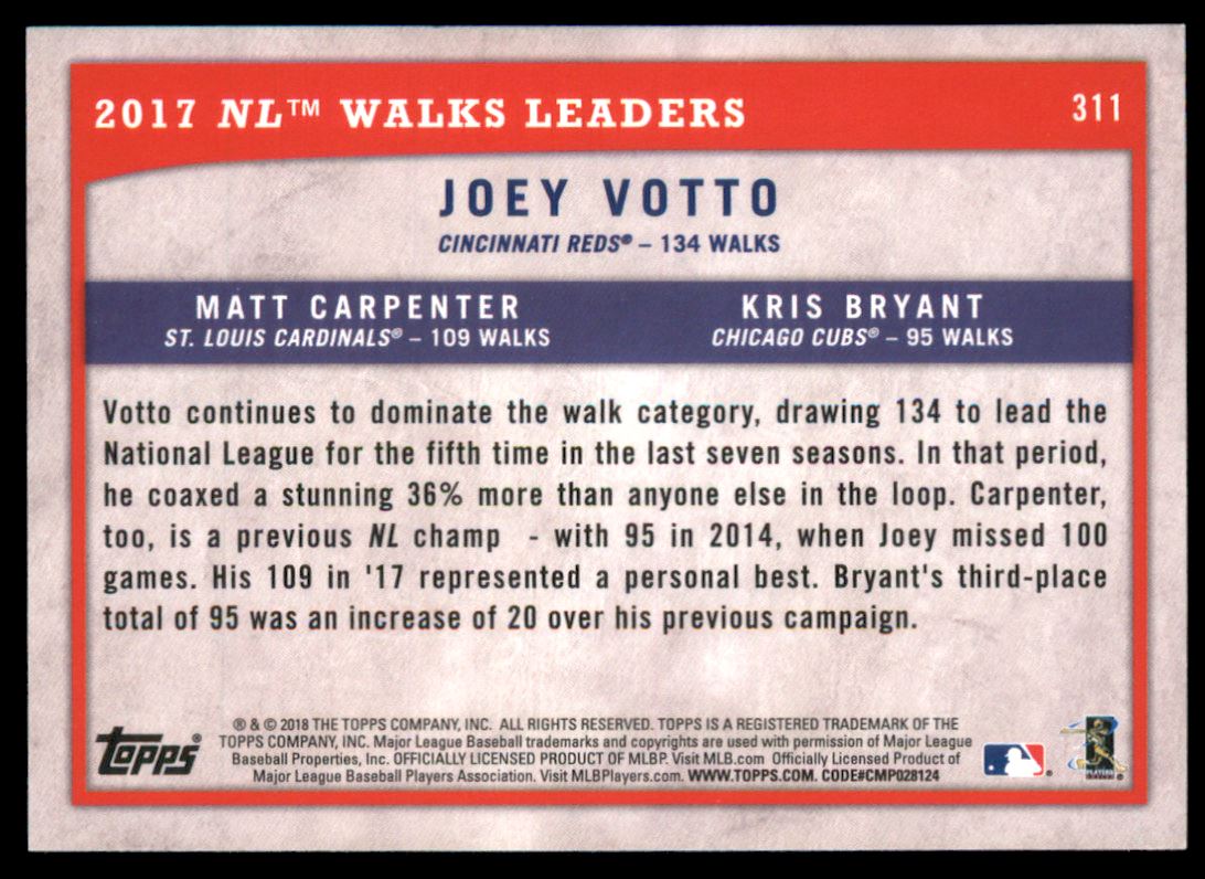 2018 Topps Big League Blue #311 Matt Carpenter/Kris Bryant/Joey Votto back image