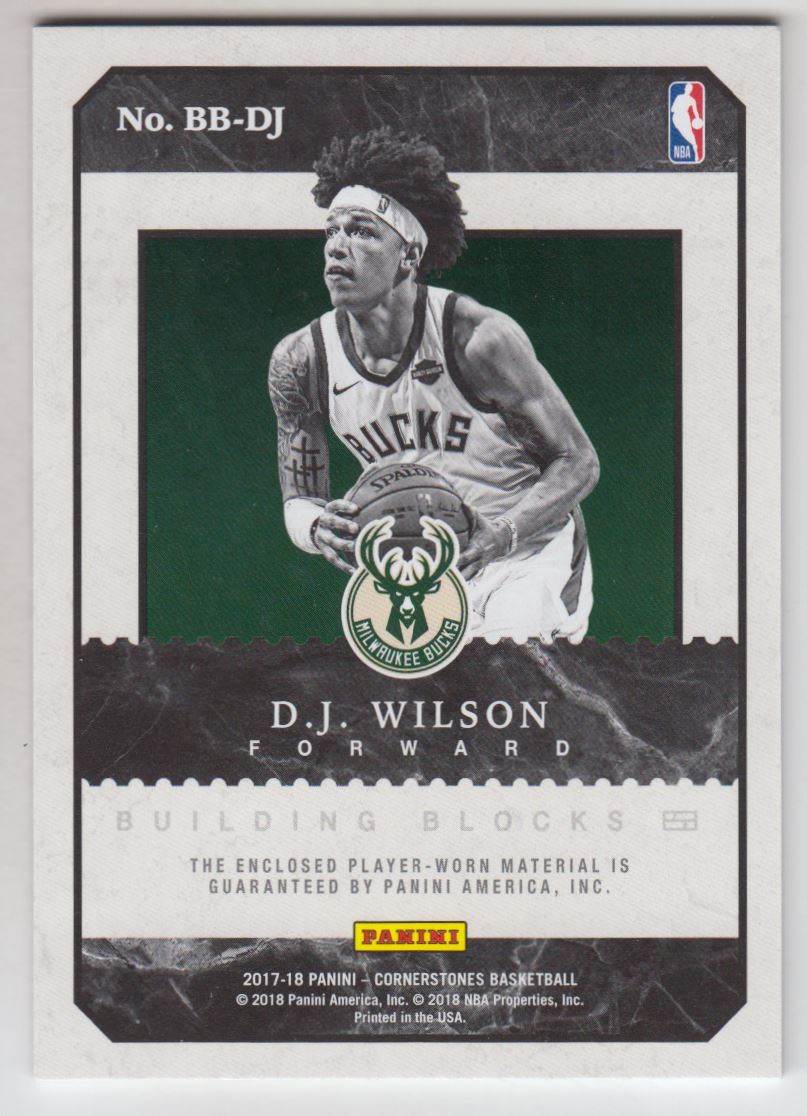 2017-18 Panini Cornerstones Building Blocks Memorabilia #25 D.J. Wilson