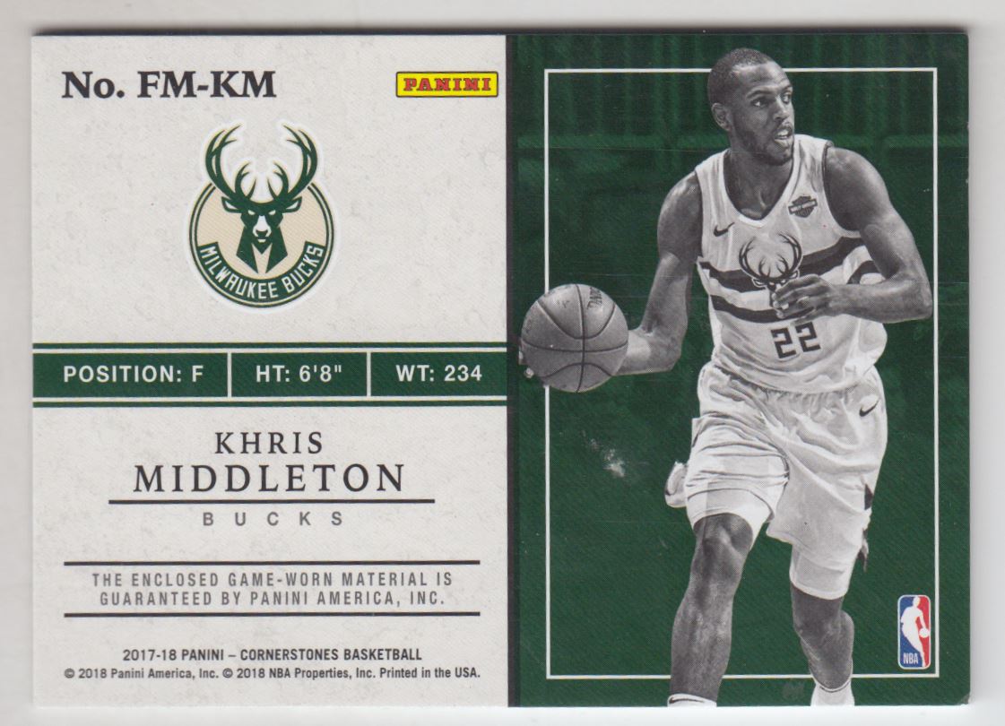 2017-18 Panini Cornerstones Fractured Memorabilia #22 Khris Middleton