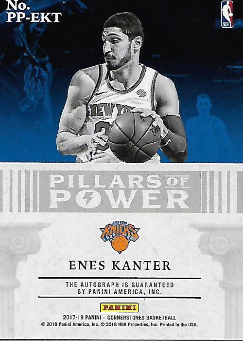 2017-18 Panini Cornerstones Pillars of Power Autographs #23 Enes Kanter/159 back image