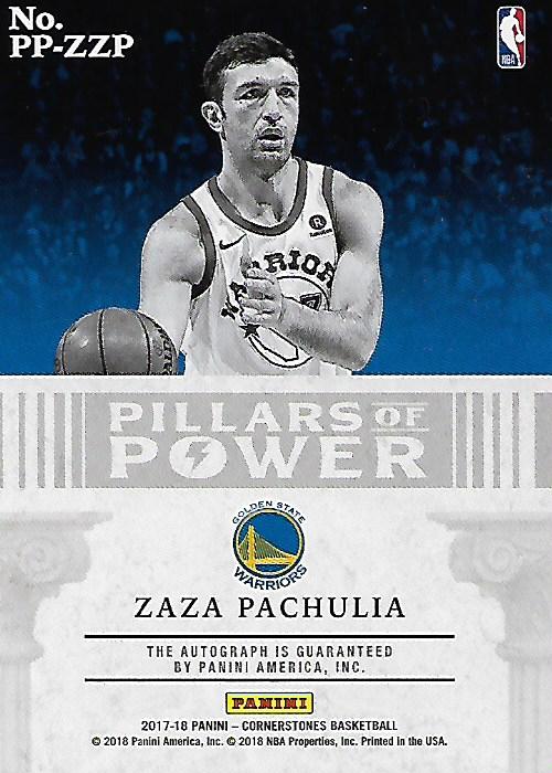 2017-18 Panini Cornerstones Pillars of Power Autographs Silver #18 Zaza Pachulia/49 back image