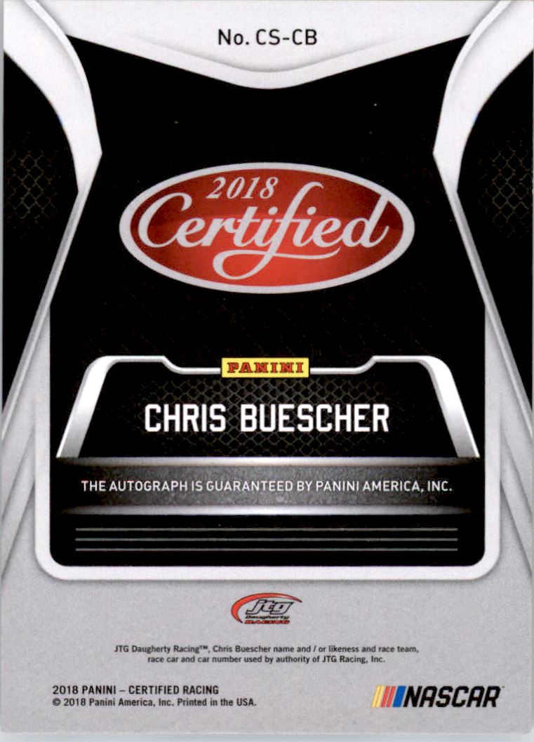 2018 Certified Signatures #3 Chris Buescher/199 back image