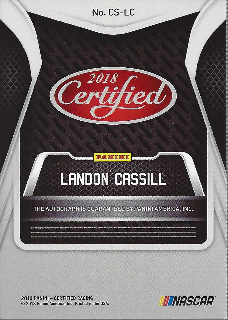 2018 Certified Signatures Red #21 Landon Cassill/149 back image