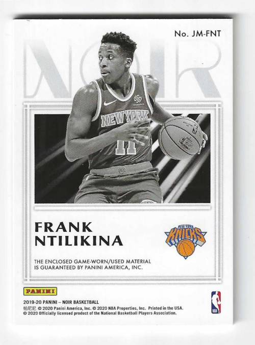 2017-18 Panini Noir Rookie Jumbo Materials #20 Frank Ntilikina back image