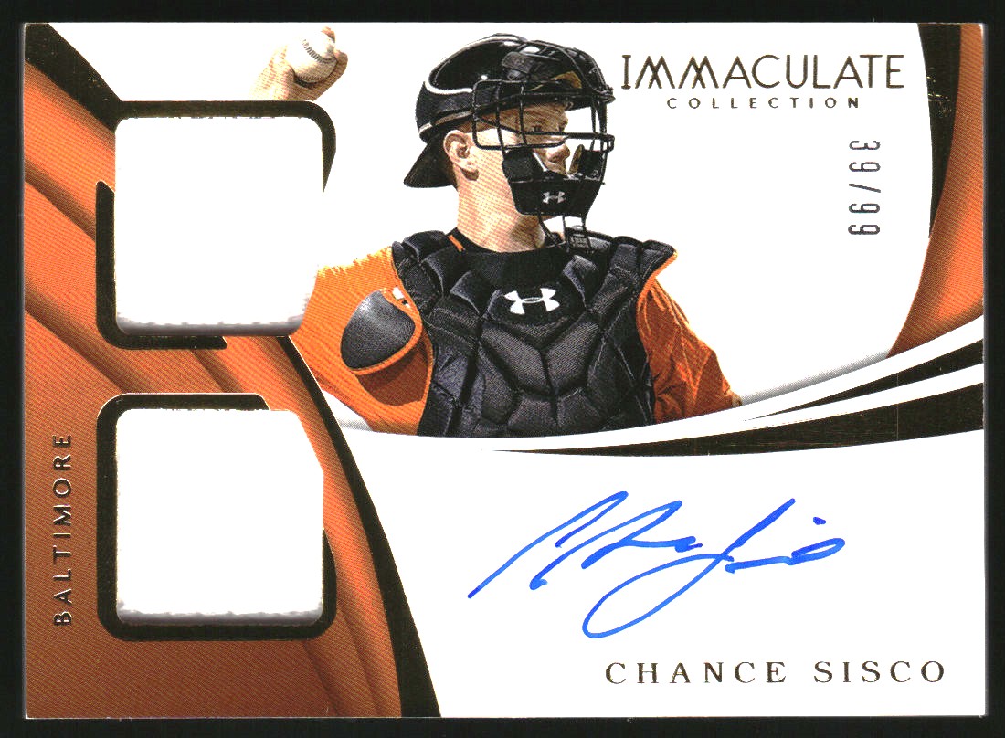 2018 Immaculate Collection Rookie Dual Material Autographs #5 Chance Sisco/99
