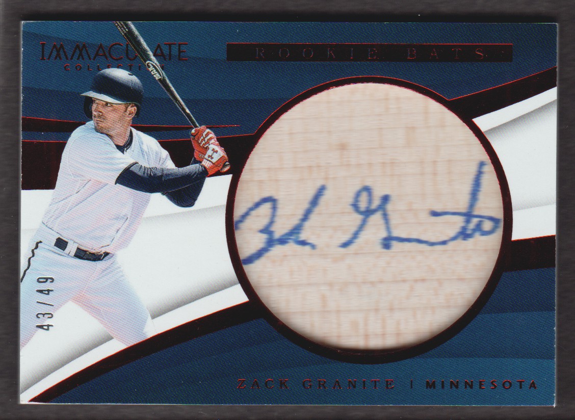 2018 Immaculate Collection Immaculate Rookie Bat Autographs Red #25 Zack Granite/49