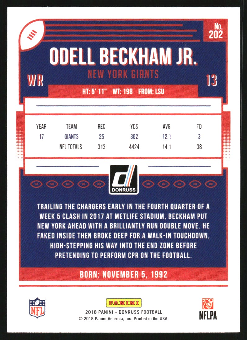 2018 Donruss Press Proof Blue #202 Odell Beckham Jr.