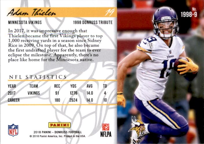 2018 Donruss '98 Tribute #9 Adam Thielen